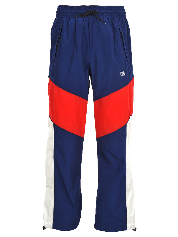 blue red and white track pants