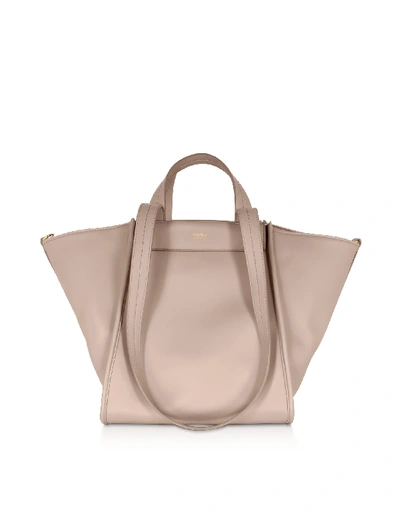 Max Mara Pure Leather And Cashmere Reversible Large Tote In Taupe