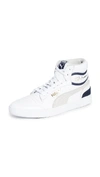 Puma Men's Ralph Sampson Leather High-top Sneakers In  White Grey/violet Peacoat