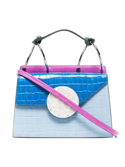 Danse Lente Pink, Blue And White Mini Phoebe Mock Croc Leather Cross Body Bag