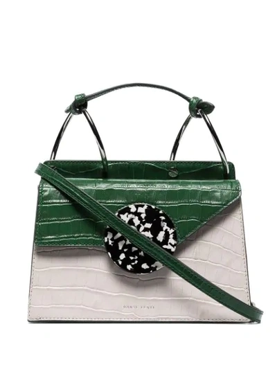 Danse Lente Green And White Phoebe Bis Leather Cross Body Bag