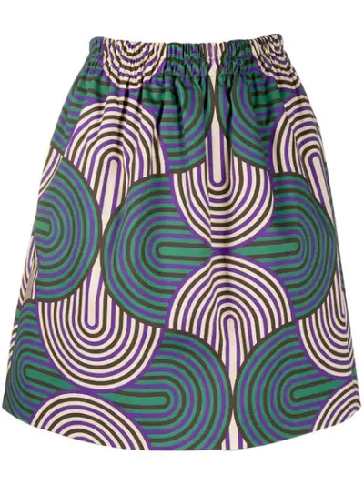 La Doublej Pouf Abstract-print Cotton-blend Skirt In Slinky