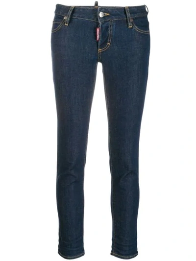 Dsquared2 Blue Close-fitting Cropped Stretch Cotton Jeans