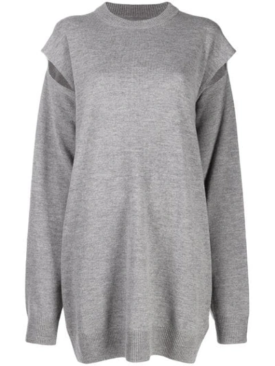 Maison Margiela Cut-out Knitted Dress In Grey