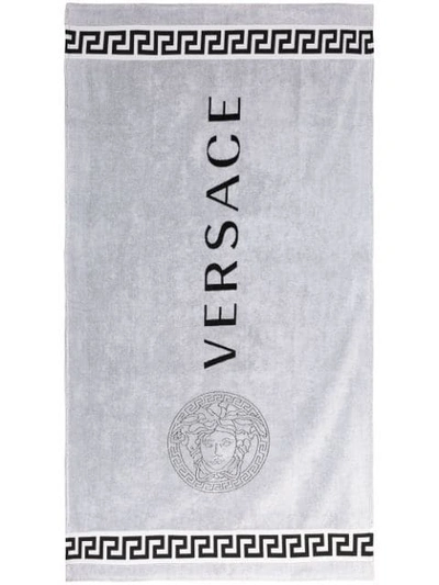 Versace Medusa Beach Towel In Black