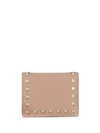 Valentino Garavani Rockstud Leather French Wallet In Poudre Rockstud