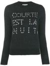 SAINT LAURENT FRENCH SLOGAN INTARSIA SWEATER