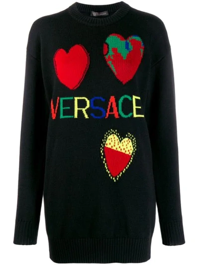 Versace Jacquard Knit Logos Sweater - 黑色 In Black