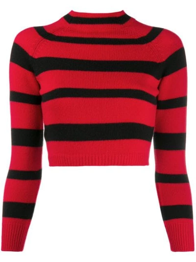 Miu Miu Black & Red Striped Virgin Wool Knitwear