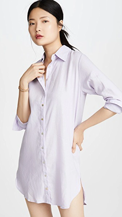 Maaji Pink Floret Button Down Cover Up In Purple