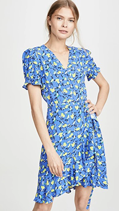 Diane Von Furstenberg Emilia Dress In Ditsy Vines Baja Blue