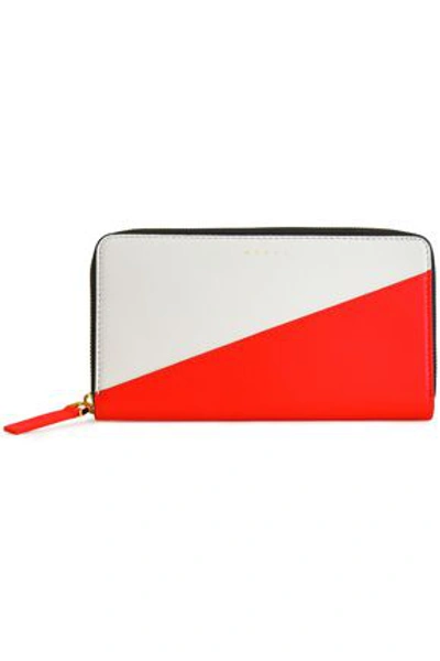 Marni Woman Two-tone Leather Continental Wallet Tomato Red