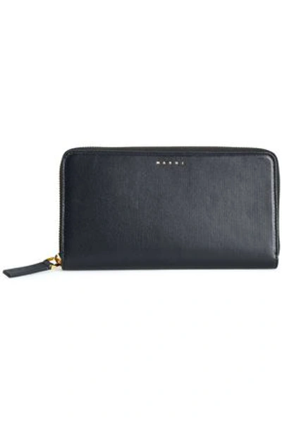 Marni Woman Leather Continental Wallet Midnight Blue