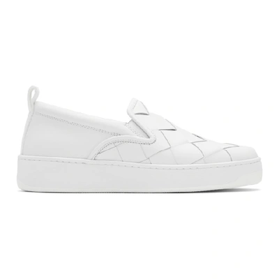 Bottega Veneta Maxi Weave Slip-on Sneakers In White