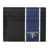 Prada Black & Blue Colorblocked Card Holder