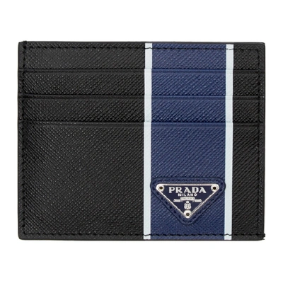 Prada Black & Blue Colourblocked Card Holder