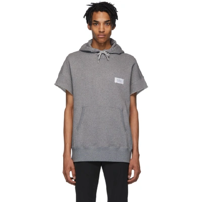 Givenchy Grey Men's Drawstring Short Sleeve Hoodie