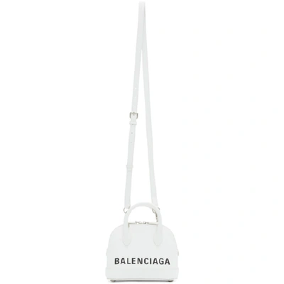 Balenciaga Extra Extra Small Ville Logo Croc-embossed Leather Crossbody Satchel In White