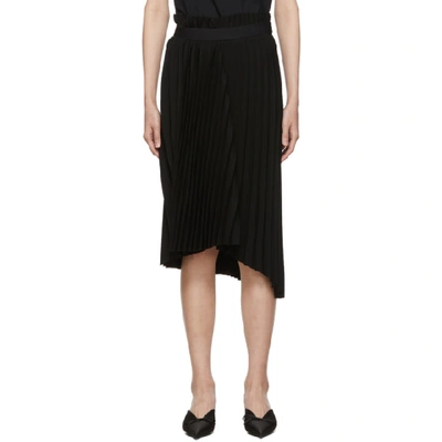 Balenciaga Fancy Intarsia Asymmetric Pleated Crepe Skirt In Black