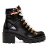 Gucci Grosgrain-trimmed Leather Ankle Boots In Black