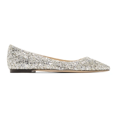 Jimmy Choo Romy Glitter-embellished Ballerina Shoes In Beige