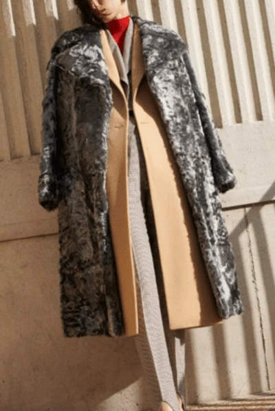 Givenchy Oversized Curly Lamb Fur Coat In Grey