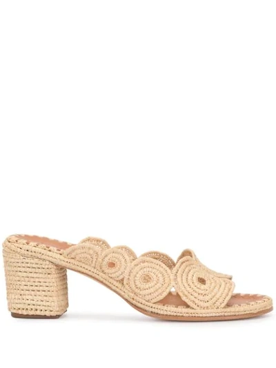 Carrie Forbes Ayoub Scallop Raffia Mules In Neutral