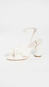 Loeffler Randall Camellia Bow-embellished Plissé-organza Sandals In Off-white