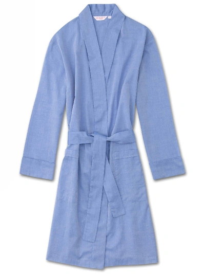 Derek Rose Women's Dressing Gown Amalfi Cotton Batiste Blue
