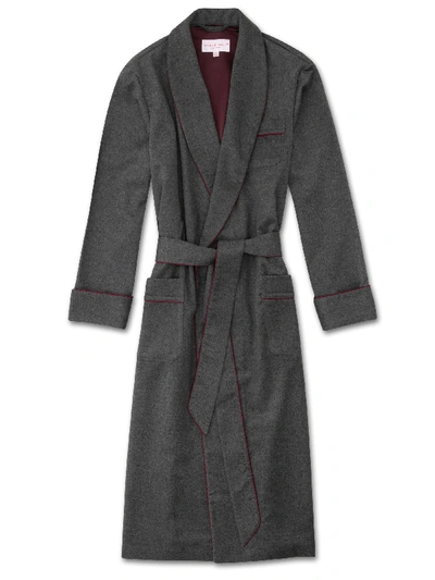 Derek Rose Men's Dressing Gown Duke Cashmere Charcoal In Black