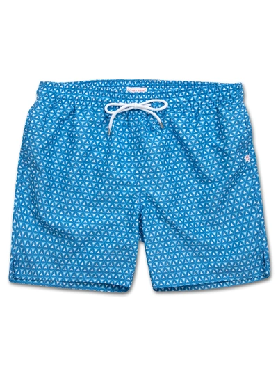 Derek Rose Tropez Wide-leg Mid-length Printed Swim Shorts In Blue