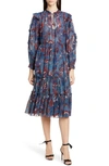 ULLA JOHNSON PAOLA RUFFLE LONG SLEEVE MIDI DRESS,PF190136