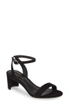 Pelle Moda Moira 2 Low Heel Sandal In Black Suede In Black