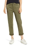 Current Elliott The Confidant Cotton-blend Twill Straight-leg Pants In Capulet Olive