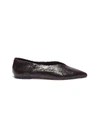 AEYDE 'Moa' snake embossed choked-up leather flats