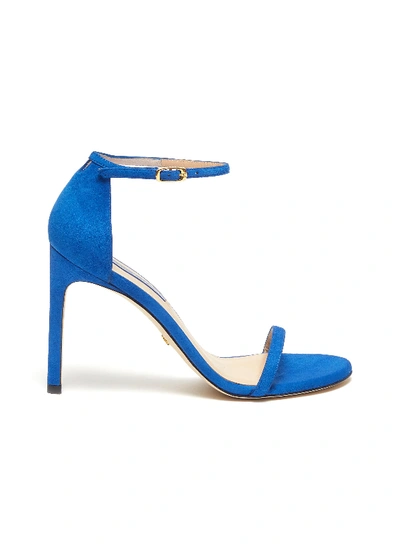 Stuart Weitzman 'nudistsong' Ankle Strap Suede Sandals In Blue