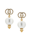 GUCCI INTERLOCKING G FAUX-PEARL DROP EARRINGS