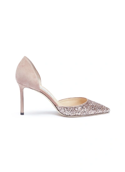 Jimmy Choo 'esther 85' Coarse Glitter Suede D'orsay Pumps