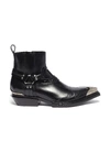 BALENCIAGA 'Jive' logo embossed metallic toe cap leather boots