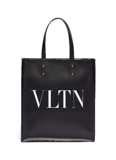 Valentino Garavani 'vltn' Logo Print Leather Tote Bag