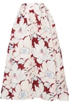 CAROLINA HERRERA FLORAL-PRINT SILK-ORGANZA MAXI SKIRT