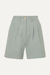 L.F.MARKEY PLEATED LINEN AND COTTON-BLEND SHORTS