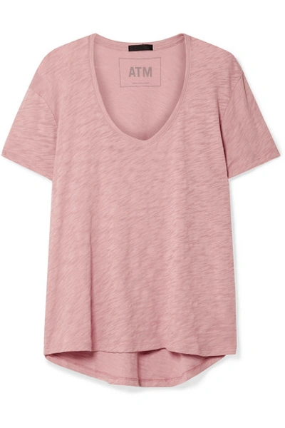 Atm Anthony Thomas Melillo Boyfriend Slub Cotton-jersey T-shirt In Pink