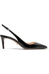 PRADA 65 TEXTURED PATENT-LEATHER SLINGBACK PUMPS