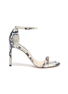 STUART WEITZMAN 'NUDISTSONG' ANKLE STRAP SNAKE EMBOSSED LEATHER SANDALS