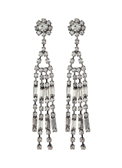 Kenneth Jay Lane Glass Crystal Link Fringe Drop Earrings