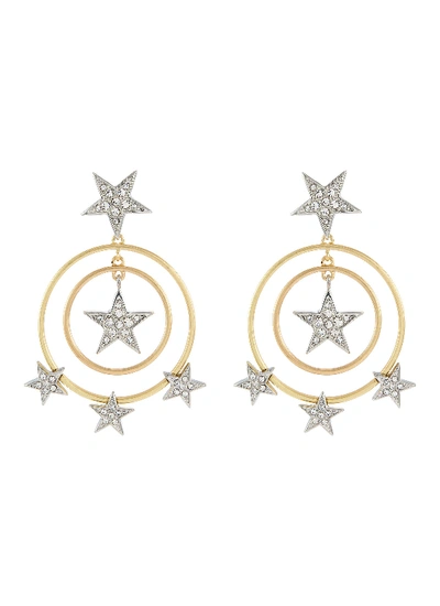 Kenneth Jay Lane Glass Crystal Star Circle Drop Earrings