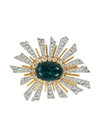KENNETH JAY LANE Glass crystal cabochon sunburst brooch