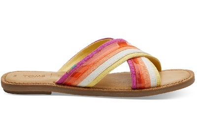 Toms Persimmon Multi Canvas And Transclucent Stripe Women's Viv Sandals