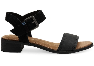 Toms Black Leather With Suede Women's Camilia Sandals